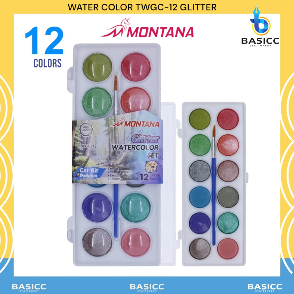 

Montana Water Color Glitter TWGC-12 | @1 Set=12 Warna