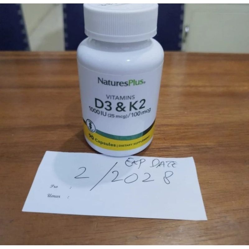 Original! Natures Plus Vitamin D3 & K2 1000 IU - 90 Softgels