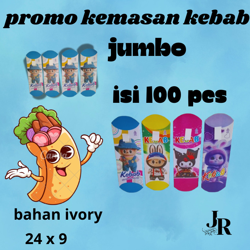 Kemasan Kebab Kertas Jumbo Ukuran 24x9 cm bahan ivory | Isi 100 pcs Box Bungkus Kebab Murah, Praktis