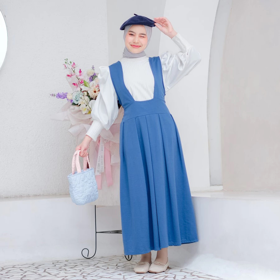 Saba Overall Dress – Overall Rok Kekinian – Dress Wanita Muslim