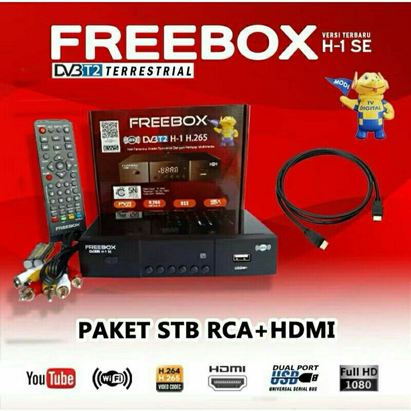 *TERMURAH STB FREEBOX H-1 SE ORIGINAL DVB-T2 DIGITAL CHIPSET SUNPLUS yutube lancar MESIN ADEM
