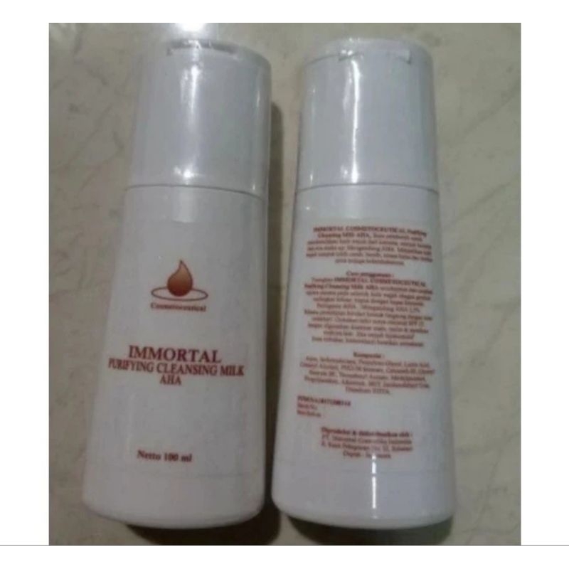 Immortal Purifying Cleansing Milk AHA - susu pembersih pencerah pelembab wajah - anti aging - BPOM