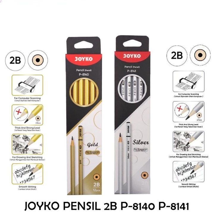 

Pensil 2B Joyko P-8140 GOLD / P-8141 Silver (1 Pack 12 Pcs)