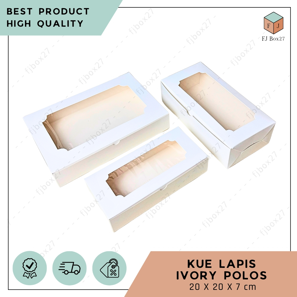 (10 pcs) BOX KUE LAPIS IVORY POLOS 20X20X7 CM / DUS KUE LAPIS LEGIT / BOX KUE TART PUTIH POLOS