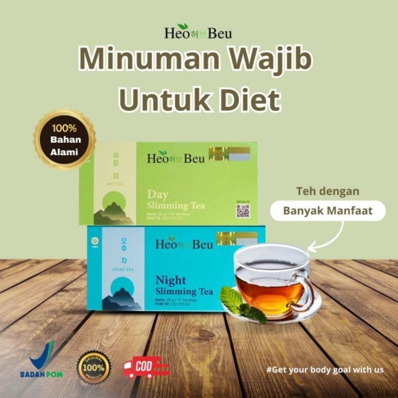

HEO BEU MINUMAN TEH TANPA GULA | TEH HIJAU ISI 14 KANTONG | TEH HIJAU BAHAN HERBAL ALAMI - DAY TEA + NIGHT TEA