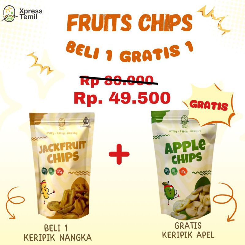 

Xpresstemil Beli 1 Gratis 1 Keripik Nangka Gratis Keripik Apel Kemasan Pouch Netto 100gr