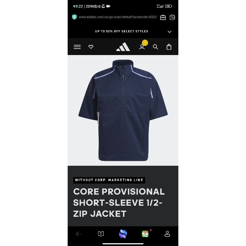 Adidas golf jacket lengan pendek BNWT