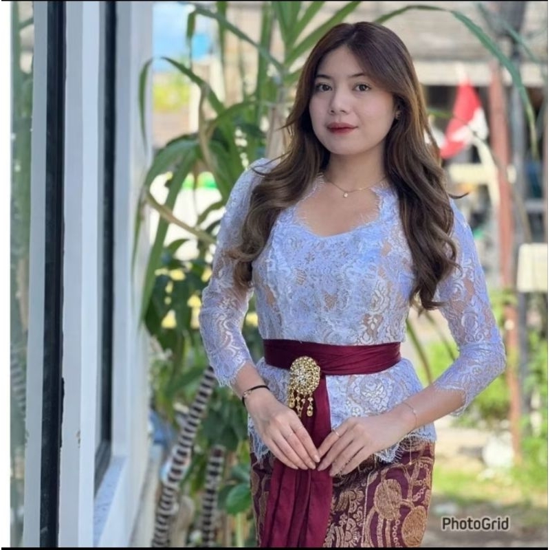 Kebaya brokat bali(khusus putih) //kebaya brokat metalik//atasan kebaya modern