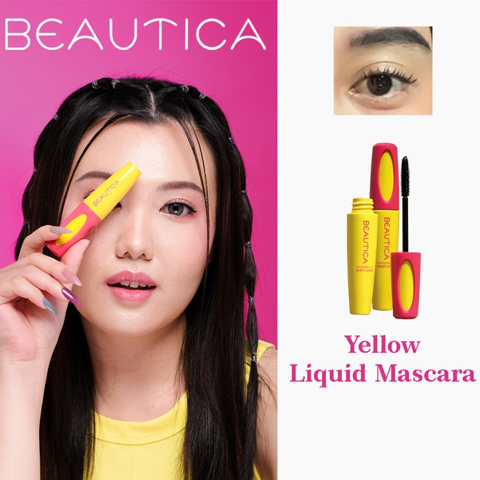 Beautica Eyeliner/Mascara Kuning Waterproof/Beautica mascara/Beautica eyeliner