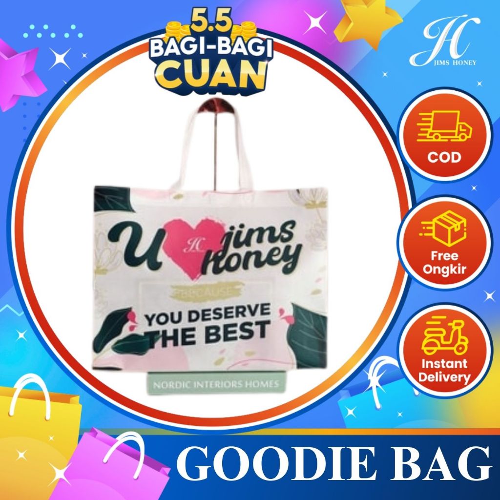 

GOODIE BAG PINK BESAR JIMS HONEY Tas Belanja Shopping Bag Go Green Murah Kuat Bahan Spunbond Terbaru