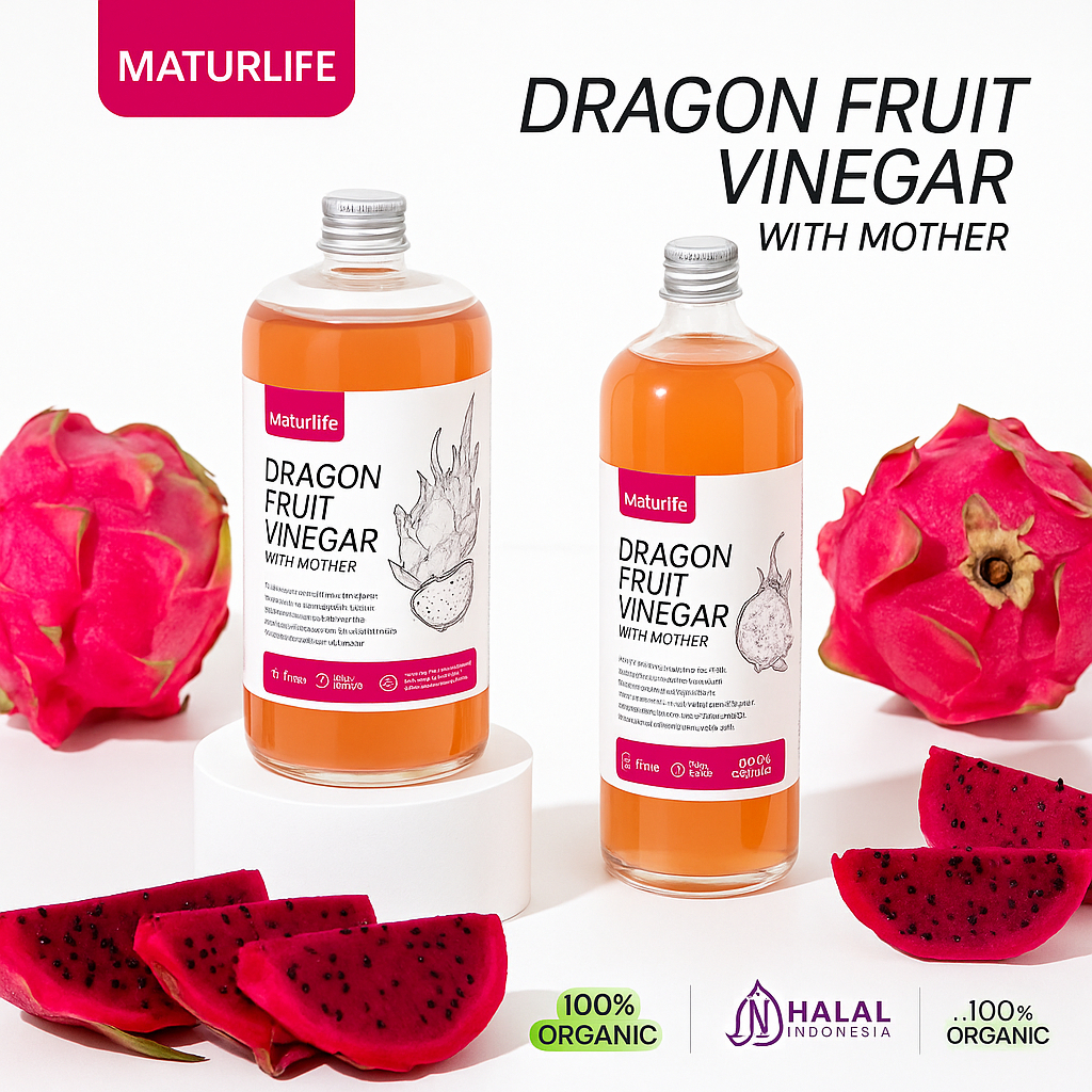 

CUKA BUAH NAGA ORIGINAL ORGANIK WITH MOTHER/ Dragon Fruit Cider Vinegar / CUKA BUAH NAGA ORGANIK