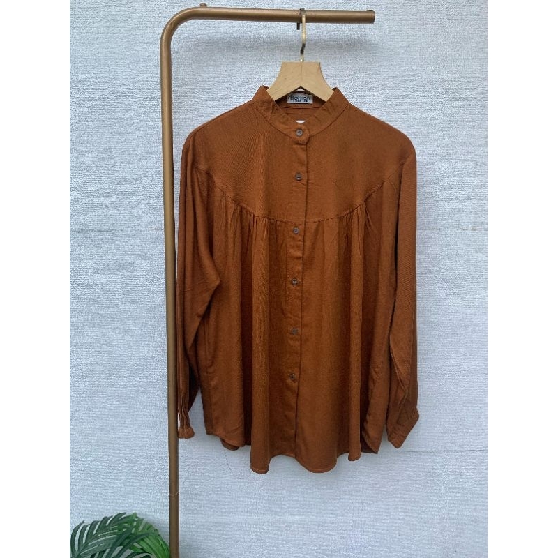 kemeja perempuan-rayon twill polos-blouse rayon