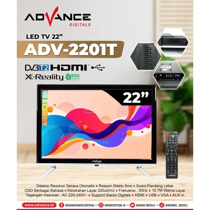 TV LED Digital Advance TVD ADV 2201 T / ADV-2201T / 2201T USB Movie 22 Inch HDMI VGA