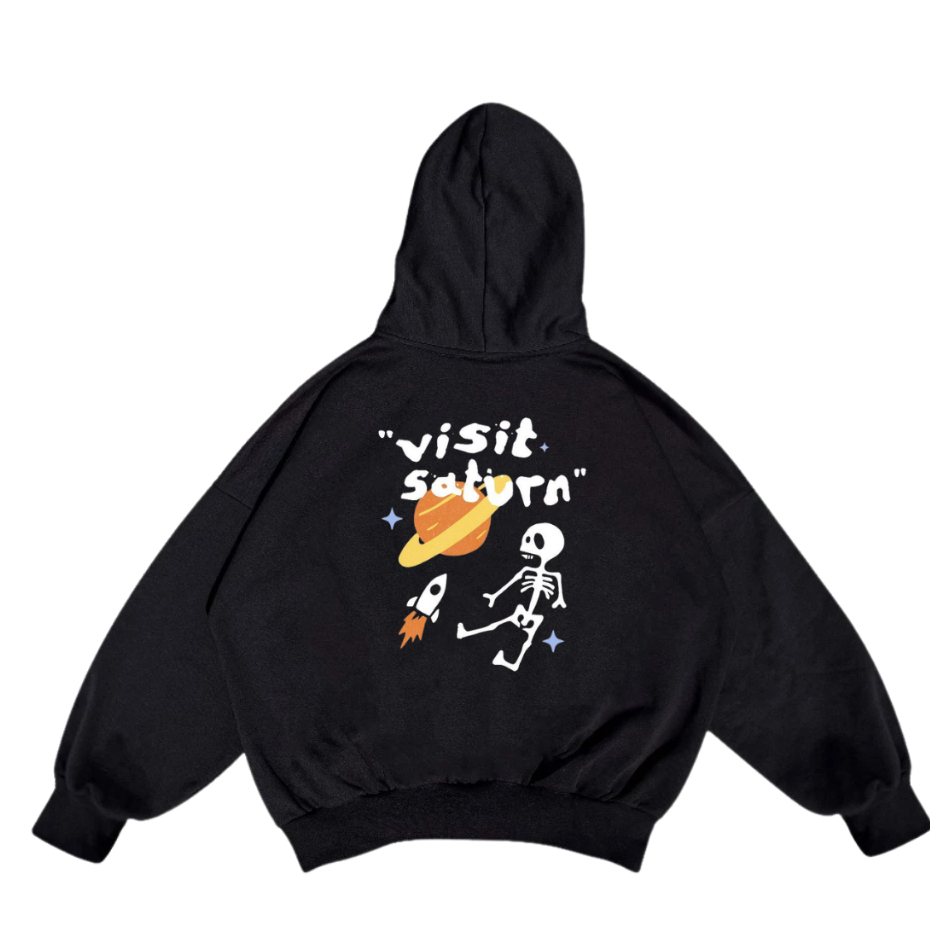 Saturn Boxy Work Jacket Unisex - Boxy Black Double Zipper Pocket Jacket Polos Pria