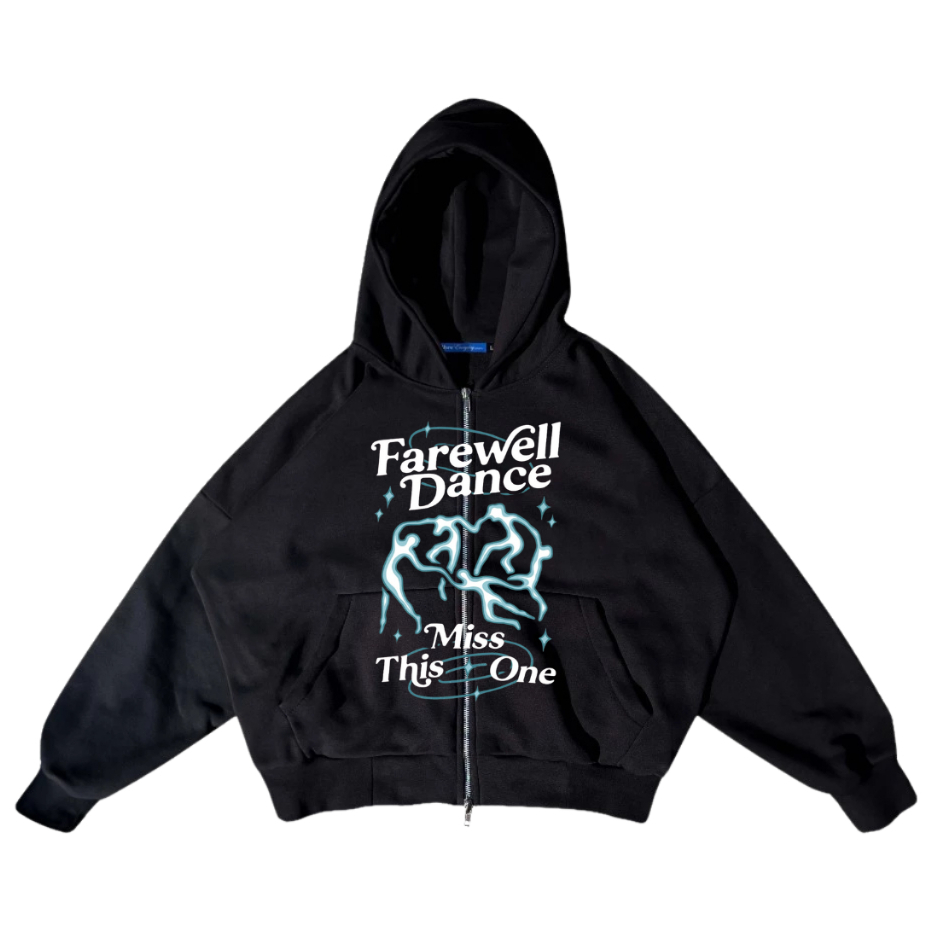 Jaket Sweater Boxy Farewell Dance - Jaket Work Boxy Zipper Polos Pria Wanita Jaket Vintage Kekinian