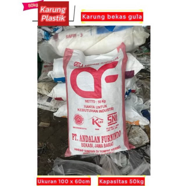 Karung Plastik 50Kg / Karung Gula Bekas 100 X 60 Cm / Karung SUJ Berkualitas