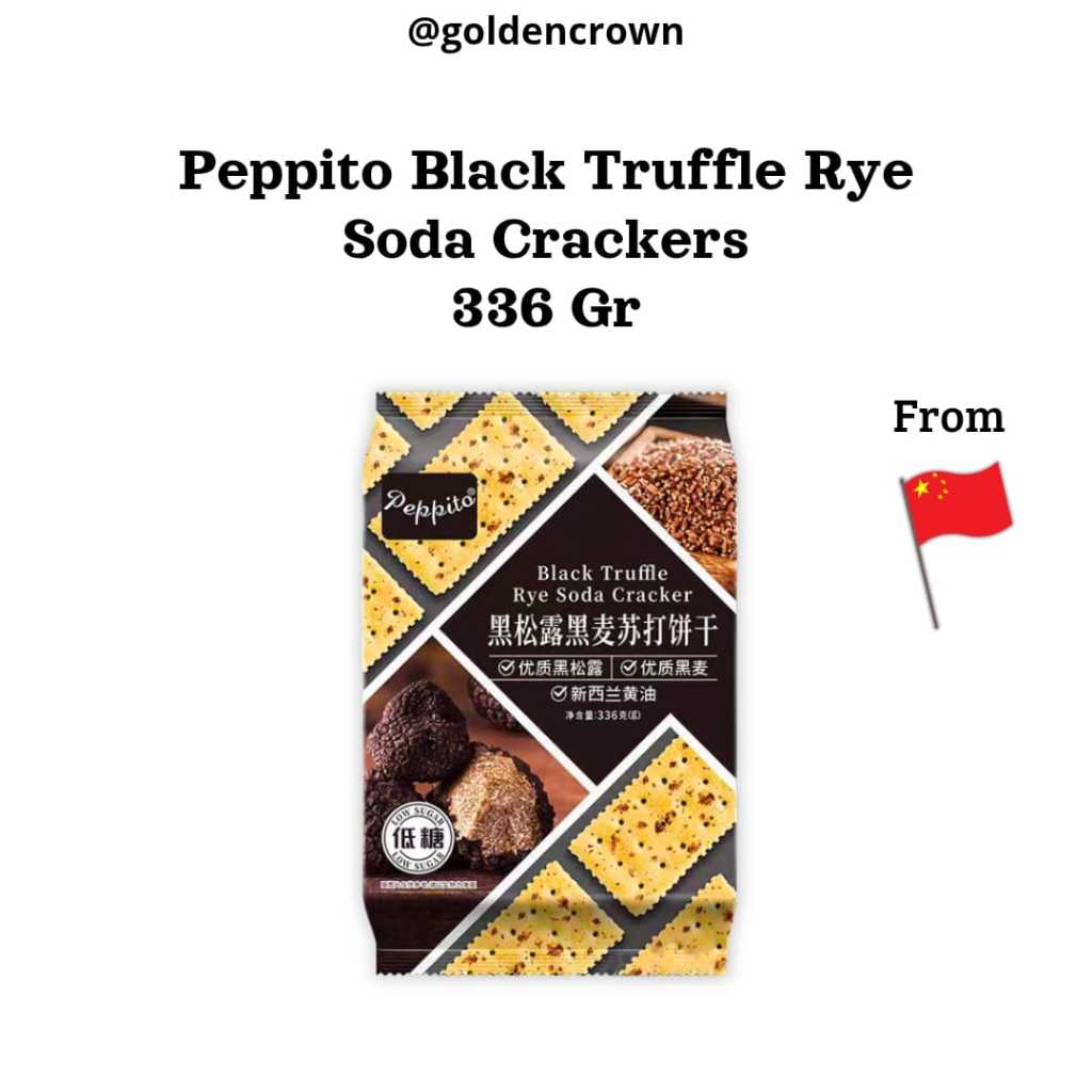 

Peppito Black Truffle Flavor Rye Soda Crackers / Kreker Soda dengan Gandum Hitam Rasa Truffle 336g