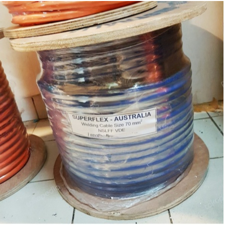 Kabel Las Biru 70mm SUPERFLEX asli Full Tembaga Welding Cable 70 mm