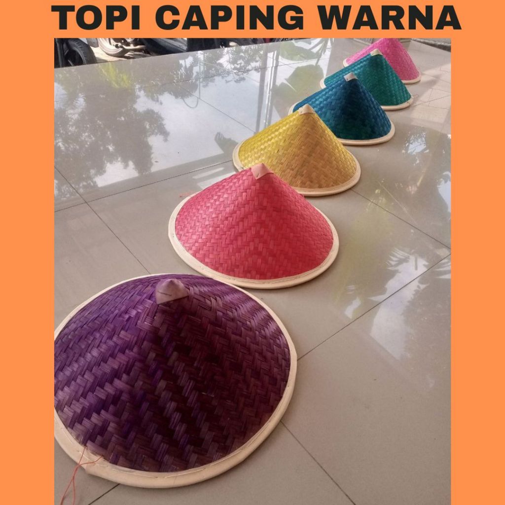 Topi anyaman bambu warna - warni / caping bambu ANAK warna MURAH
