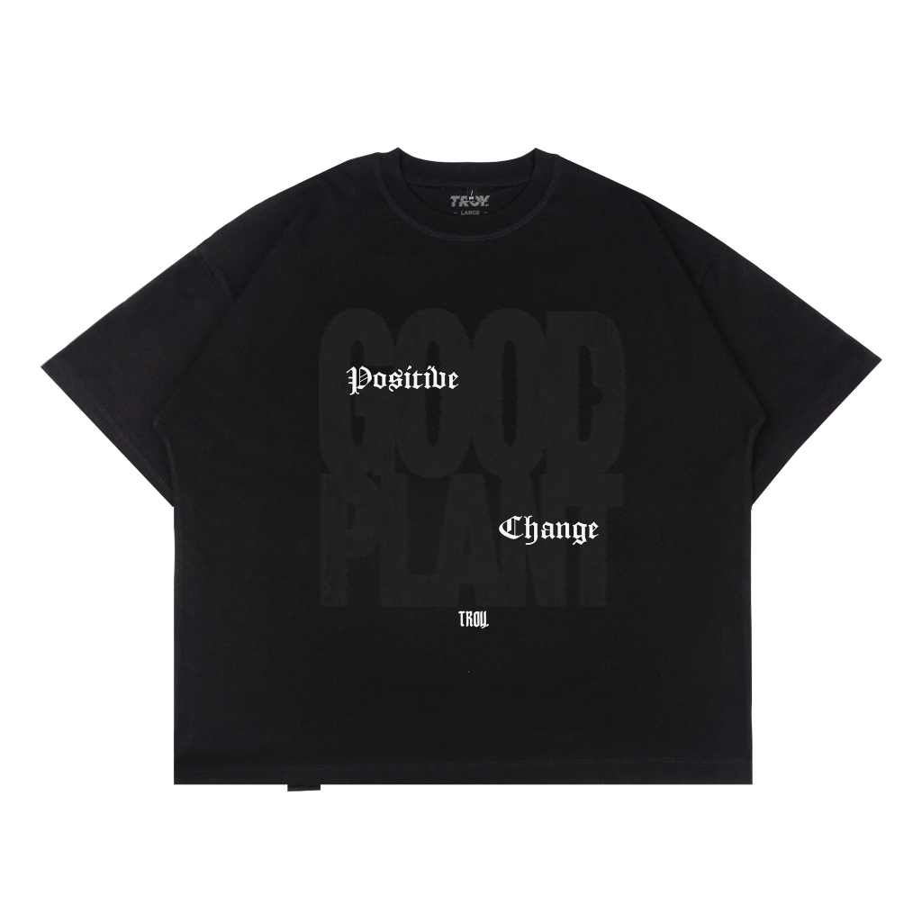 Troy Company Boxy Oversize Tshirt Black Good Plant - Kaos Boxy Oversize Hitam Lengan Pendek MBD 3108