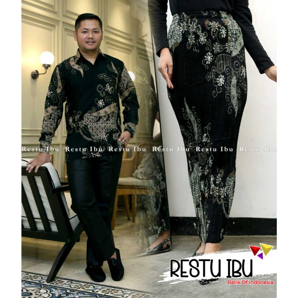kheisa collection - Couple Rok Prisket & Kemeja Batik - Seruni Sage Green