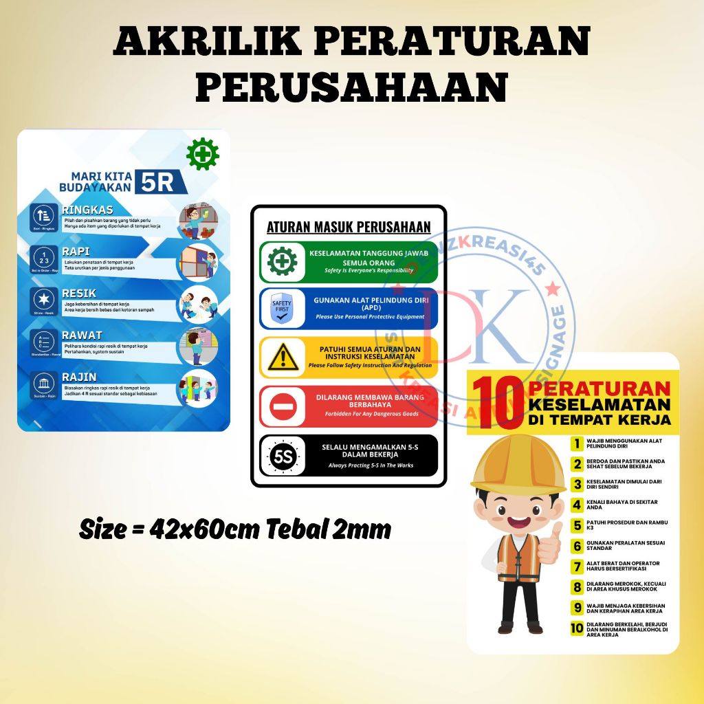 

Akrilik Peraturan Perusahaan Uk 42x60cm (A2)