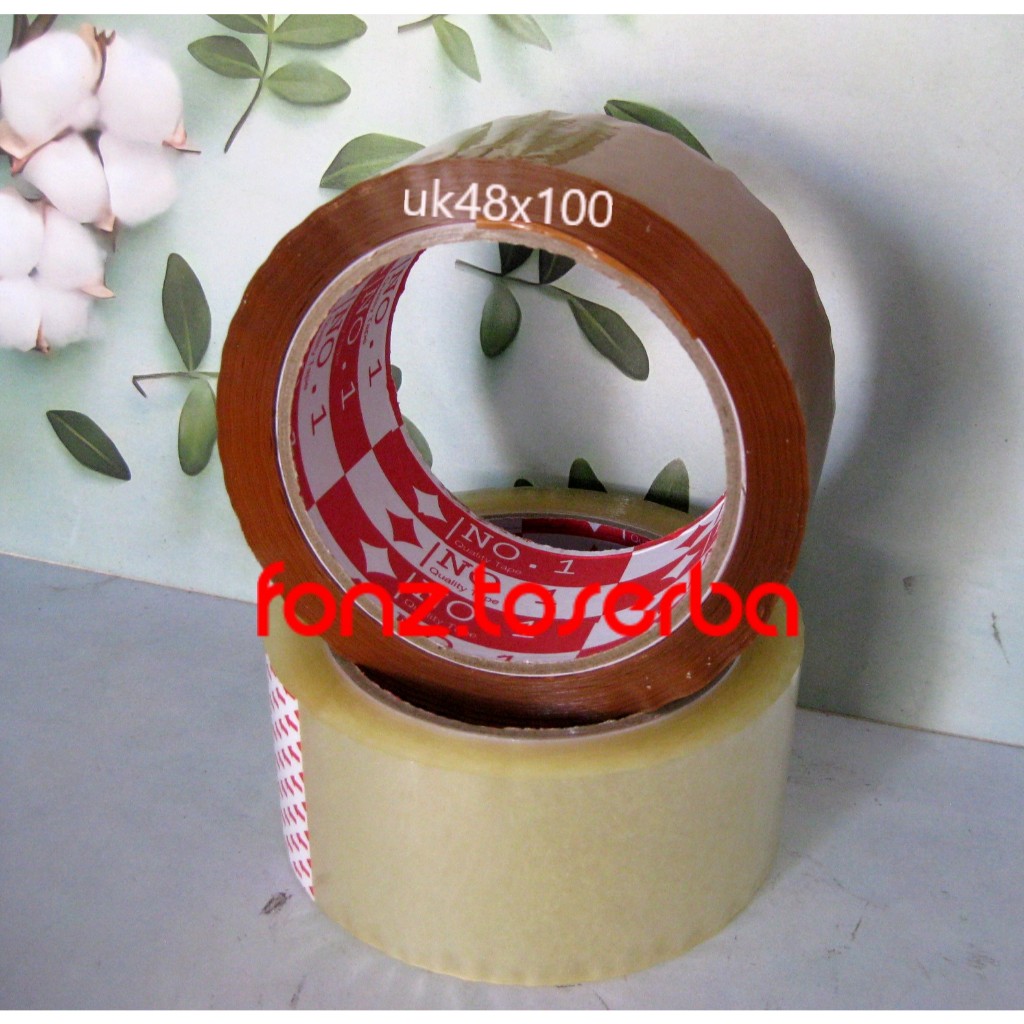 

Lakban Bening dan Coklat Merek NUMBER 1 Original ukuran 48x100y Perekat lem kualitas dijamin bagus