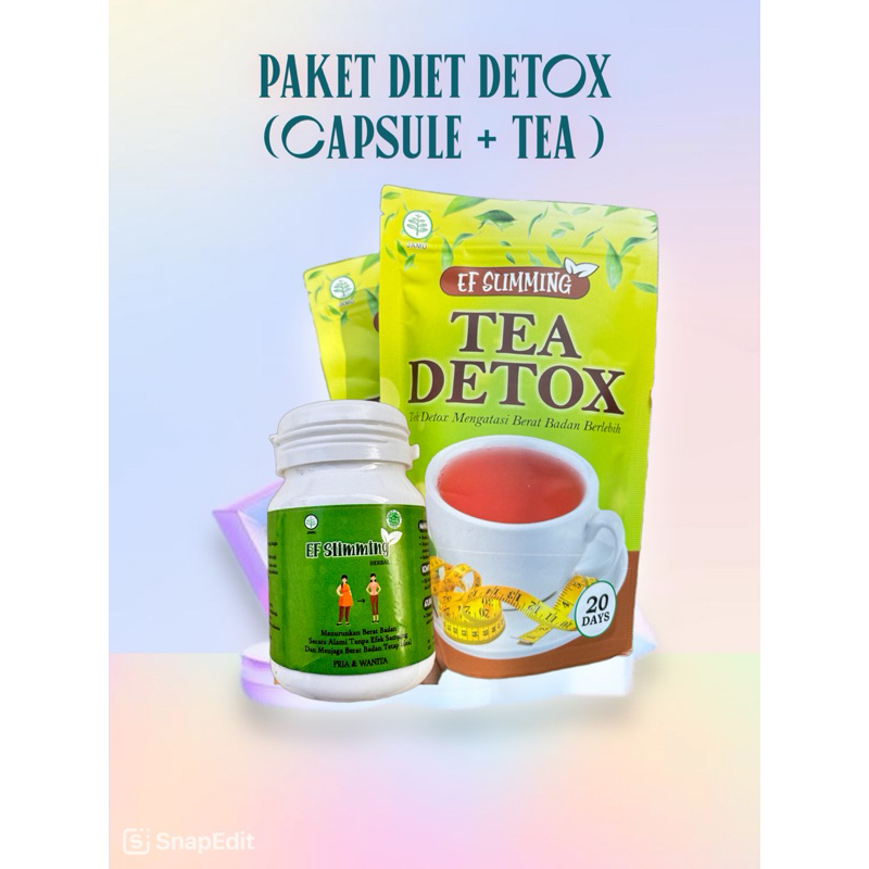 PAKET diet detox Ef Slimming Herbal (100 % herbal) (1 teh +1 botol capsule) Ampuh menghempaskan lema