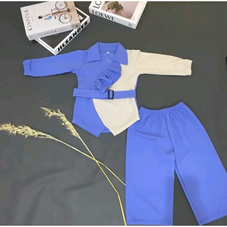 COD ~ Setcel Anak Perempuan 3-8 Tahun Knit Rib Free Belt Terbaru