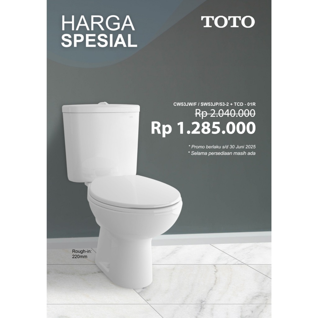 Closet TOTO CW 53 J + TCD-01R (TUTUP BIASA)