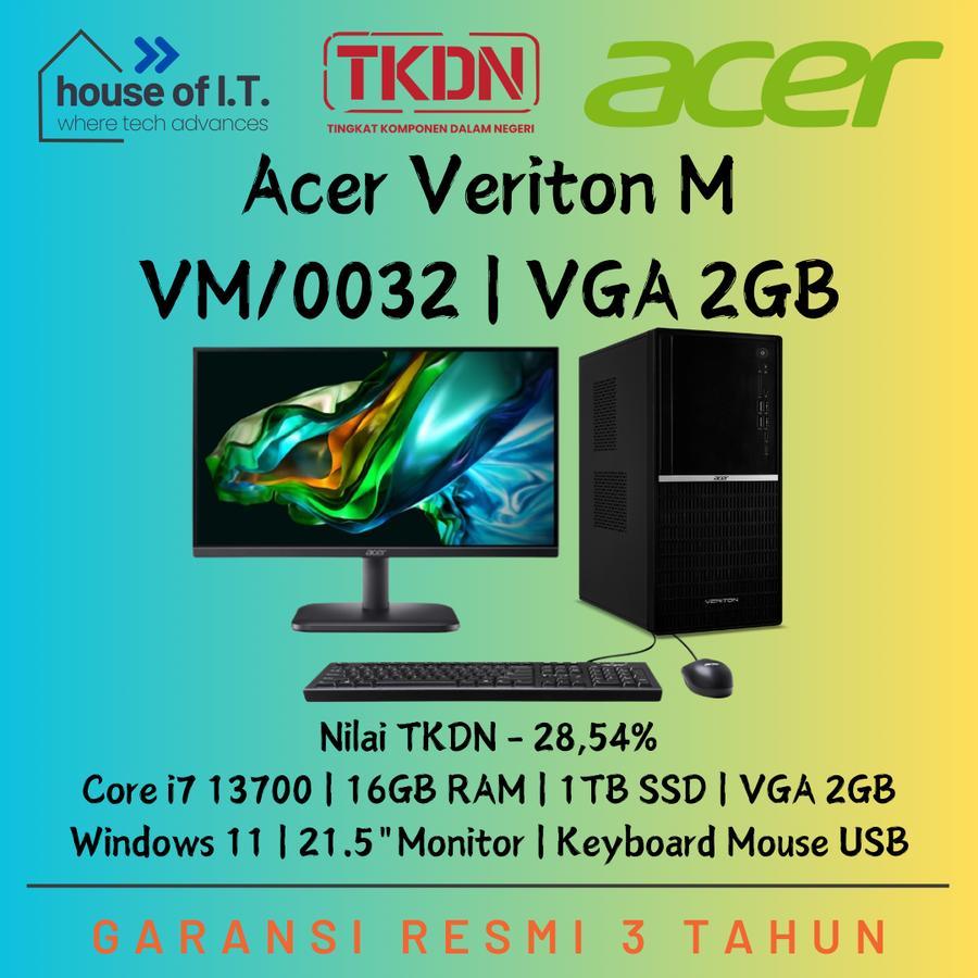 PC TKDN Acer Veriton M VM/0032 i7 13700 VGA 2GB 16GB 1TB SSD W11 21.5"FHD - PC ACER TKDN i7 VGA