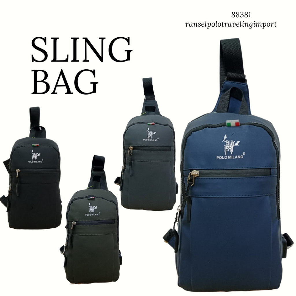 Tas Selempang Tas Dada  88381-12inchi POLO MILANO Importr ORIGINAL Tas Selemapang Pria USB Tas Pria