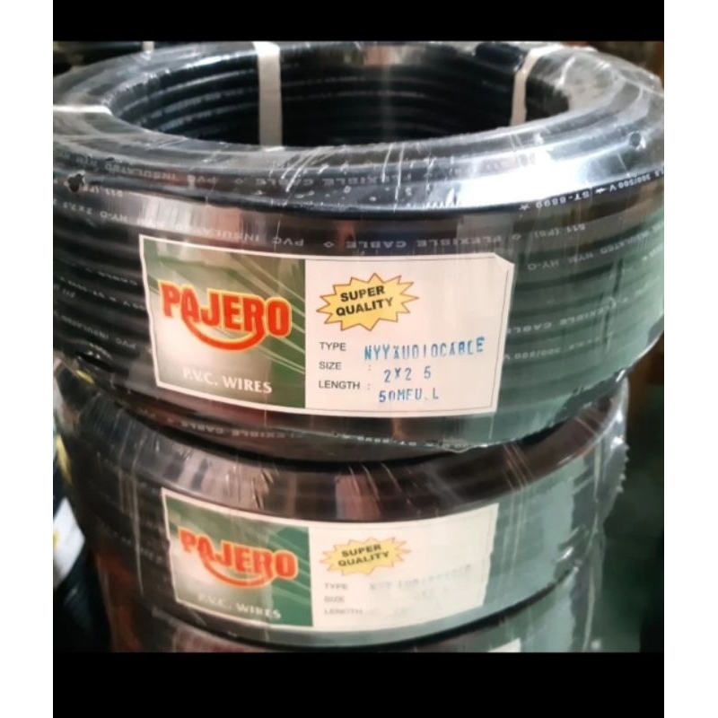 Kabel Listrik Serabut 2x2.5 50 Meter Full Pajero Hitam 50M