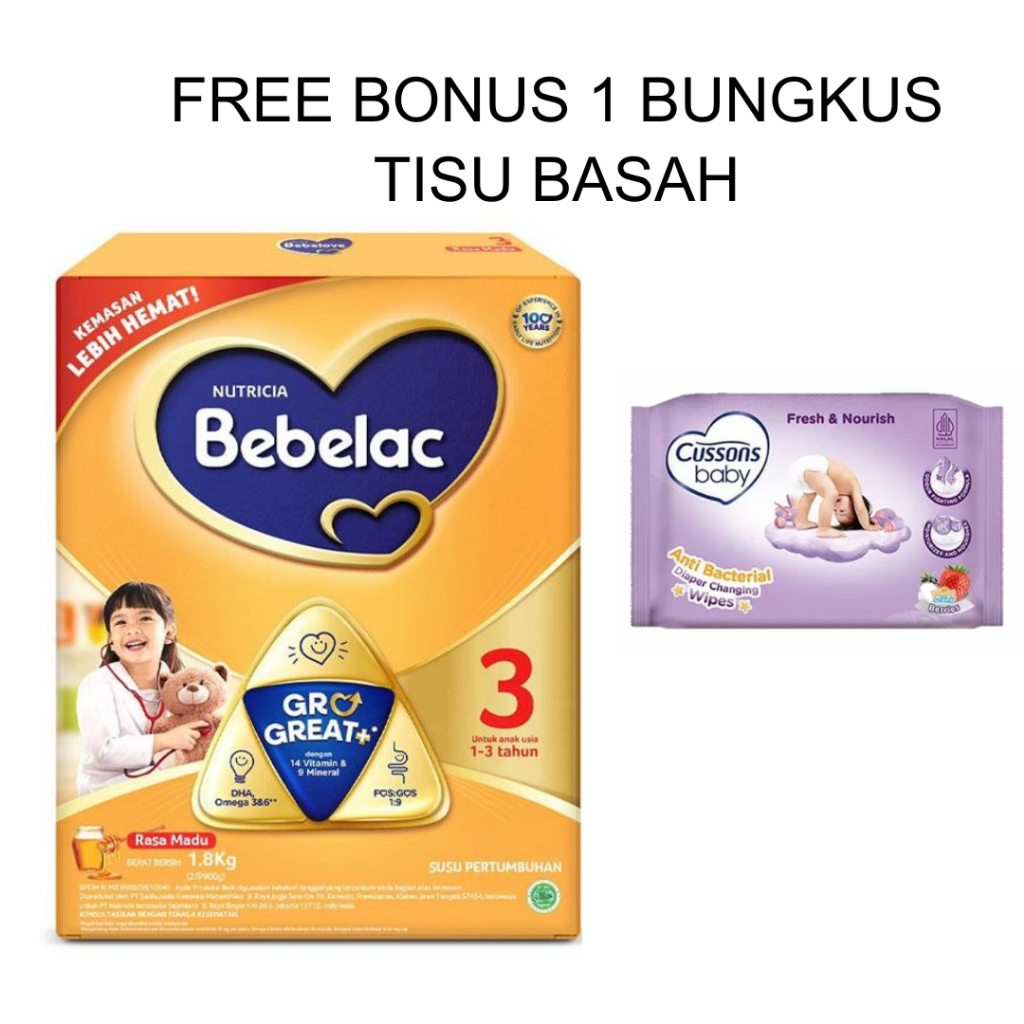 

Susu Bebelac 3 Rasa Madu 1800 Gram – Untuk Anak Usia 1-3 Tahun, Kaya Vitamin & Prebiotik