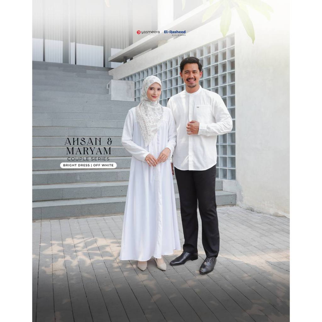 Baju Couple Ahsan Maryam Yasmeera Koko Ahsan Gamis Maryam Umroh Haji Hitam Putih