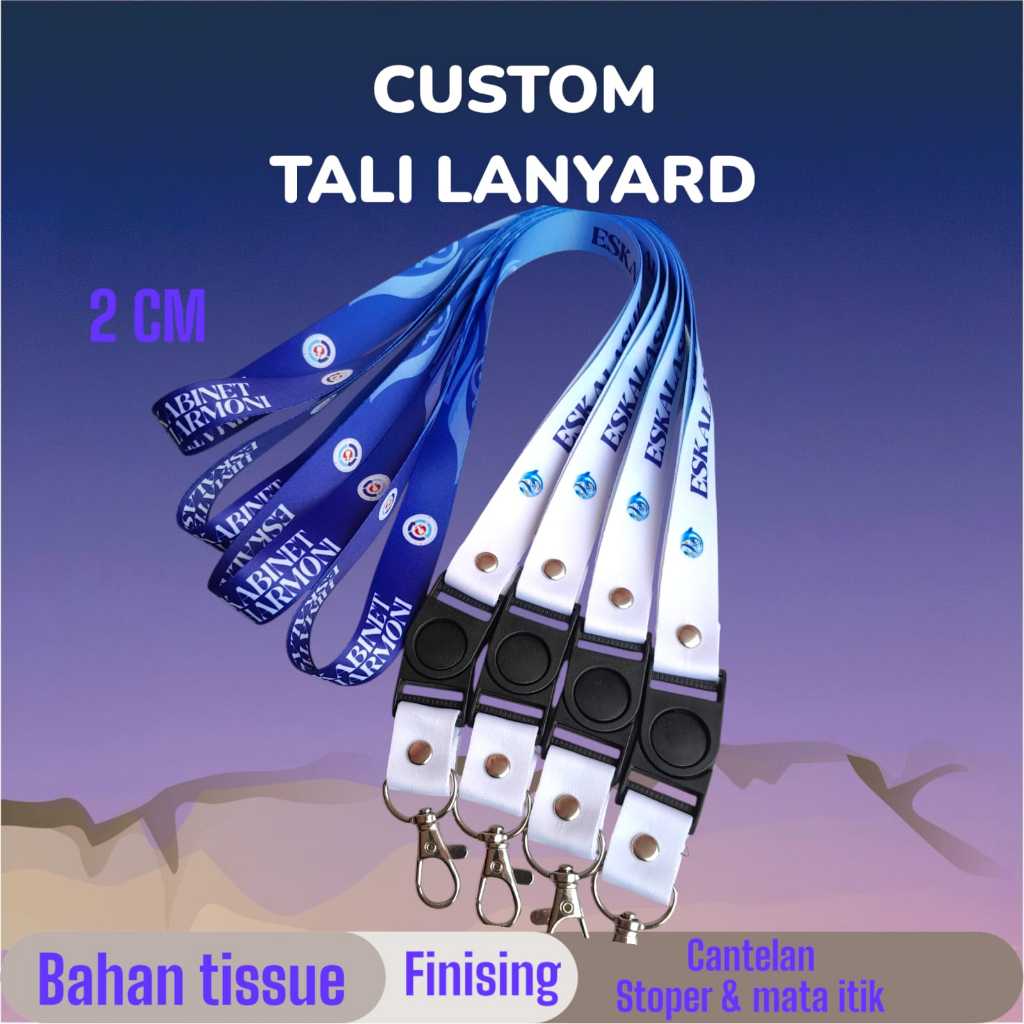 

cetak tali id card custom 2 cm sublim ful print color tali lanyard idcard warna custom desain