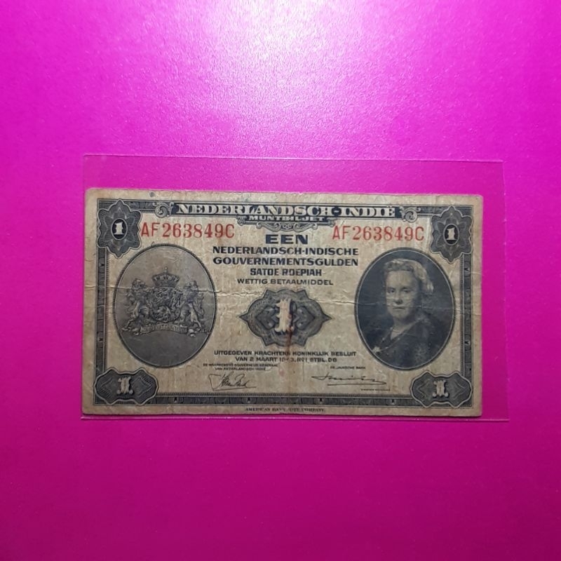 uang kuno 1 gulden nica 1943