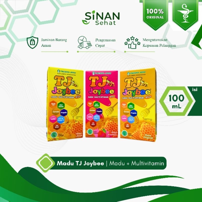

Apotek Sinan Sehat | Madu Tresno Joyo TJ Joybee Rasa Original Jeruk Strawberry 100mL | Multivitamin Meningkatkan Nafsu Makan Anak
