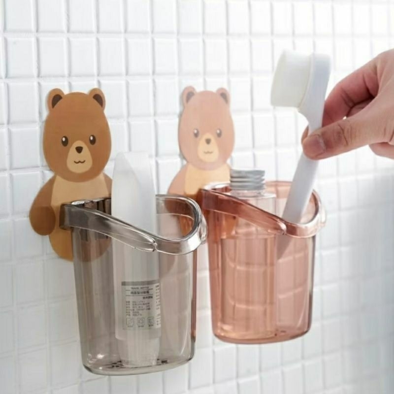 #Tempat Sikat gigi karakter beruang / tempat sikat gigi tempel dinding/ tempat sikat gigi bear