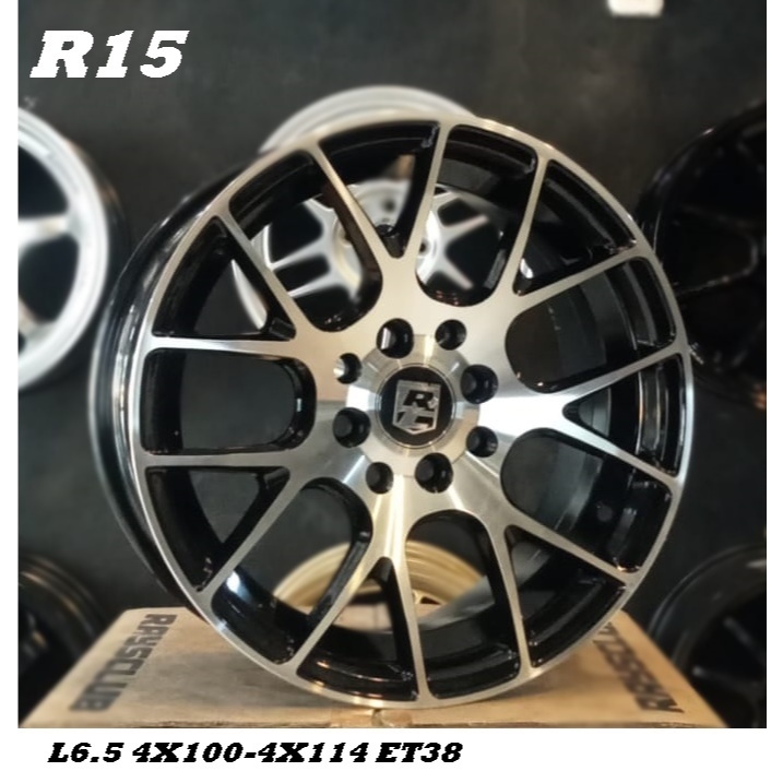 velg r15 bbs velg mobil racing ring 15 pcd 4x100-4x114 black polis