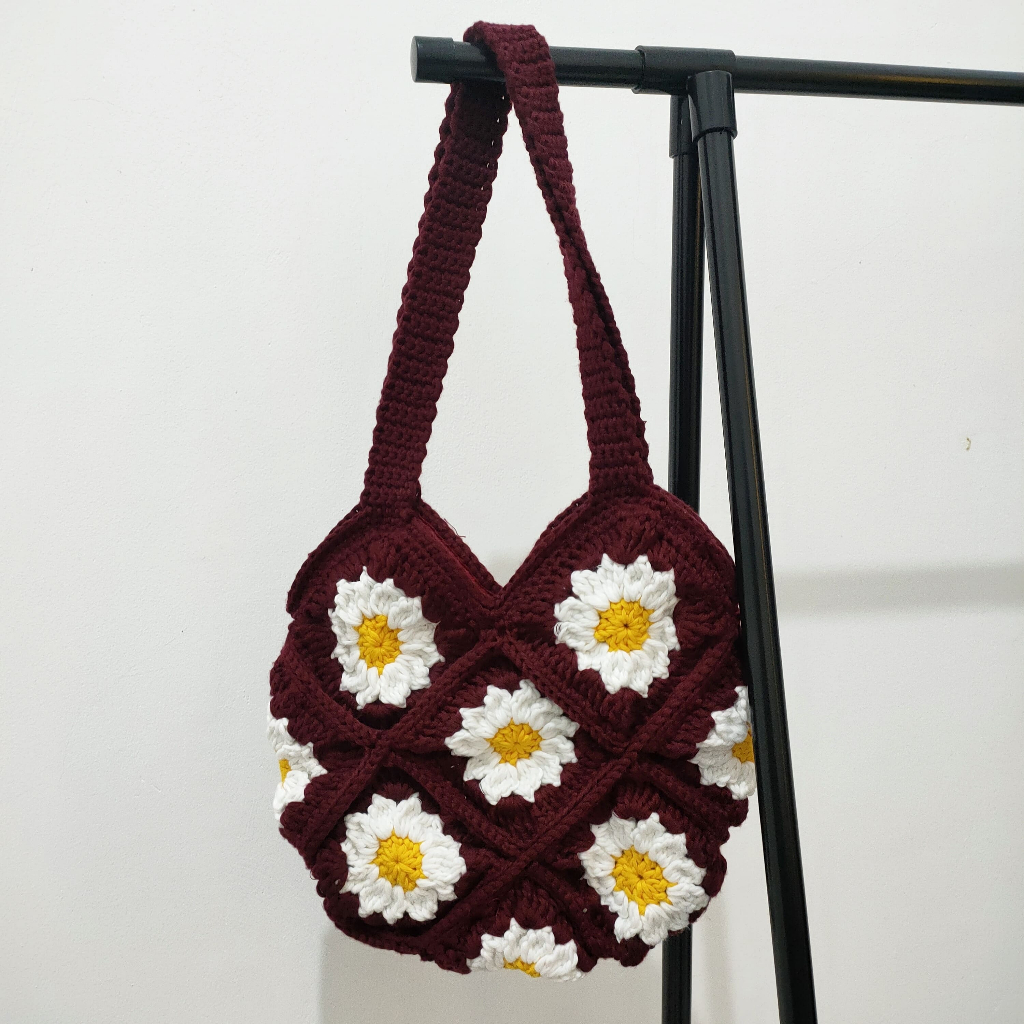 Tas Rajut Bunga || Tas Selempang Bunga || Tas Bunga Rajut || BISA CUSTOM