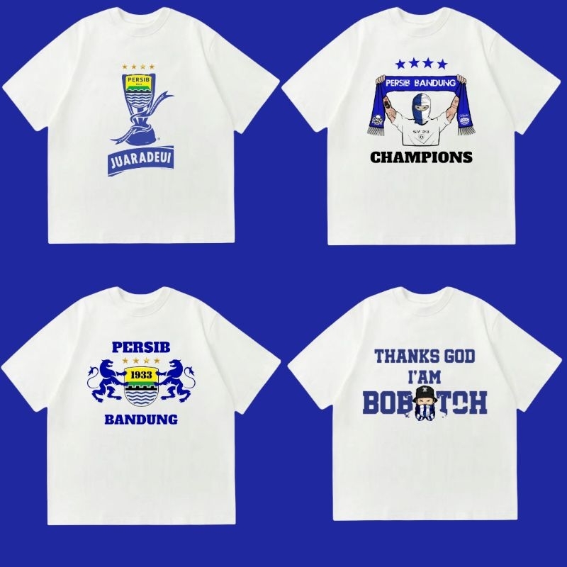 Kaos Dewasa Kaos PERSIB JUARA B2B (BACK TO BACK) Kaos Bola Katun Combed 24s Tebal Pria Wanita Unisex