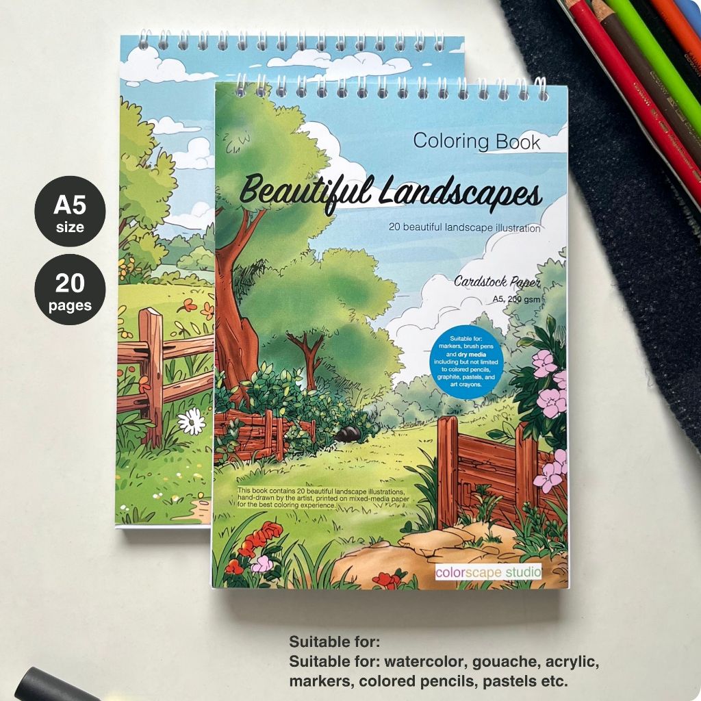 Colorscape Watercolor & Mixed Media Coloring Book - Beautiful Landscapes