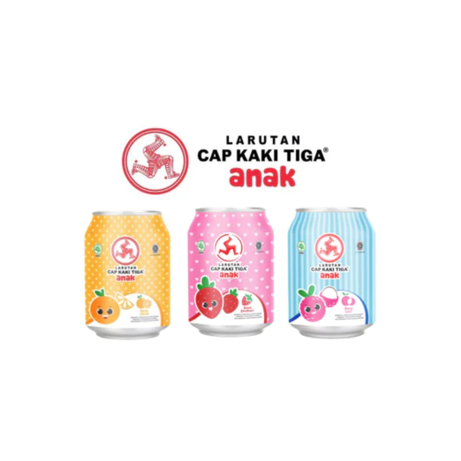 

[250mL] Larutan Cap Kaki Tiga Anak Aneka Rasa Kaleng