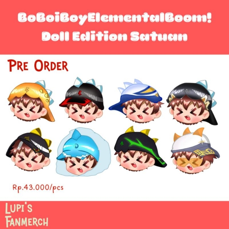 Bantal Bentuk Kepala Boboiboy Elemental - Fanmerch Boboiboy- Boboiboy Elemental Boom- Doll Edition