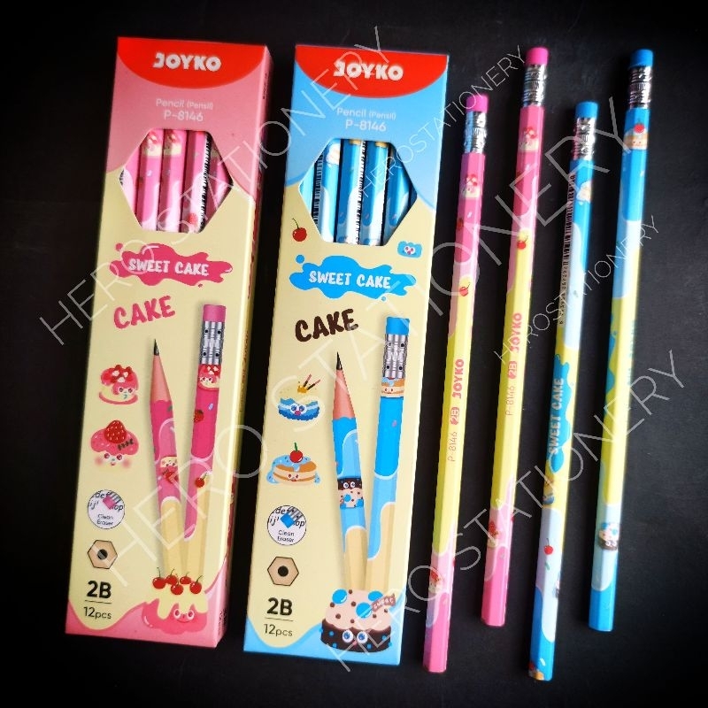 

Pensil 2B ujung penghapus sweet cake joyko P-8146 . 12 unit
