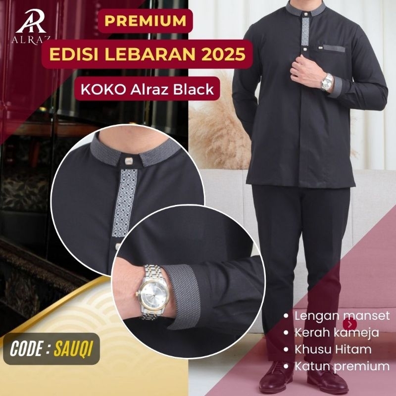 Koko ALRAZ Hitam Lengan Panjang Modern Premium