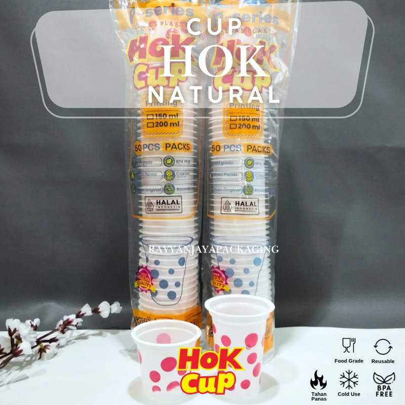 Gelas Cup Plastik HOK Bola-Bola Polkadot Merah 150 ml 200 ml / Gelas Minum / Cup Plastik