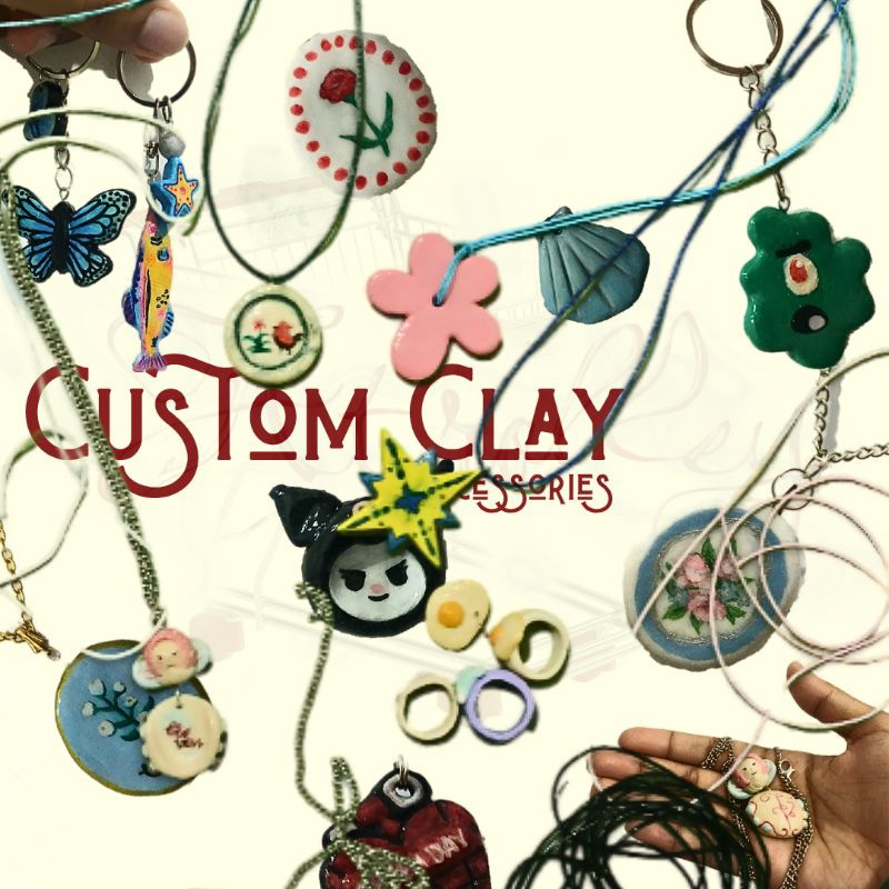 CUSTOM CLAY ACCESSORIES KEYCHAIN NECKLACE EARRING CUTE Y2K ADJUSTABLE