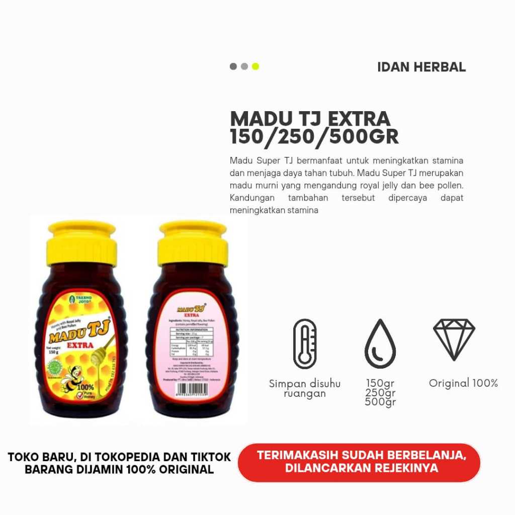 

Madu TJ Extra Tresnojoyo 150ml 250ml 500ml